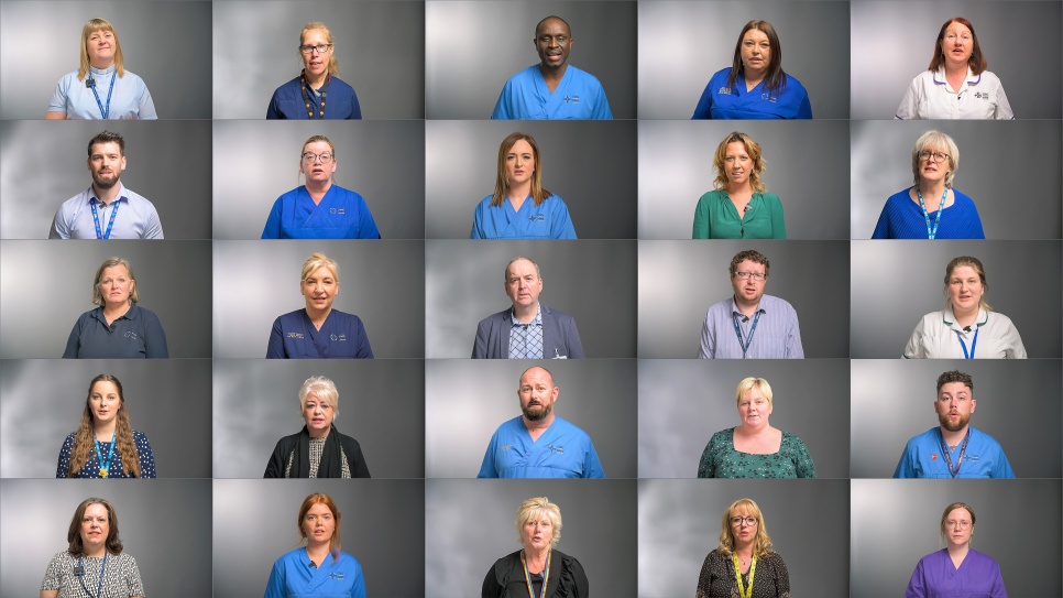 A collage of faces of NHS workers taking part in the Sharing Hope project