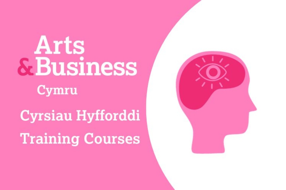 Graphic of pink head, text reads Training Courses