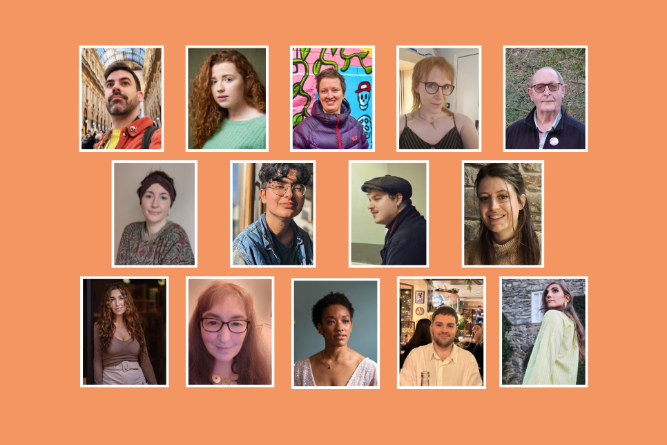 Photo montage of the 14 writers / Montage o ffotograffau o'r 14 awdur 