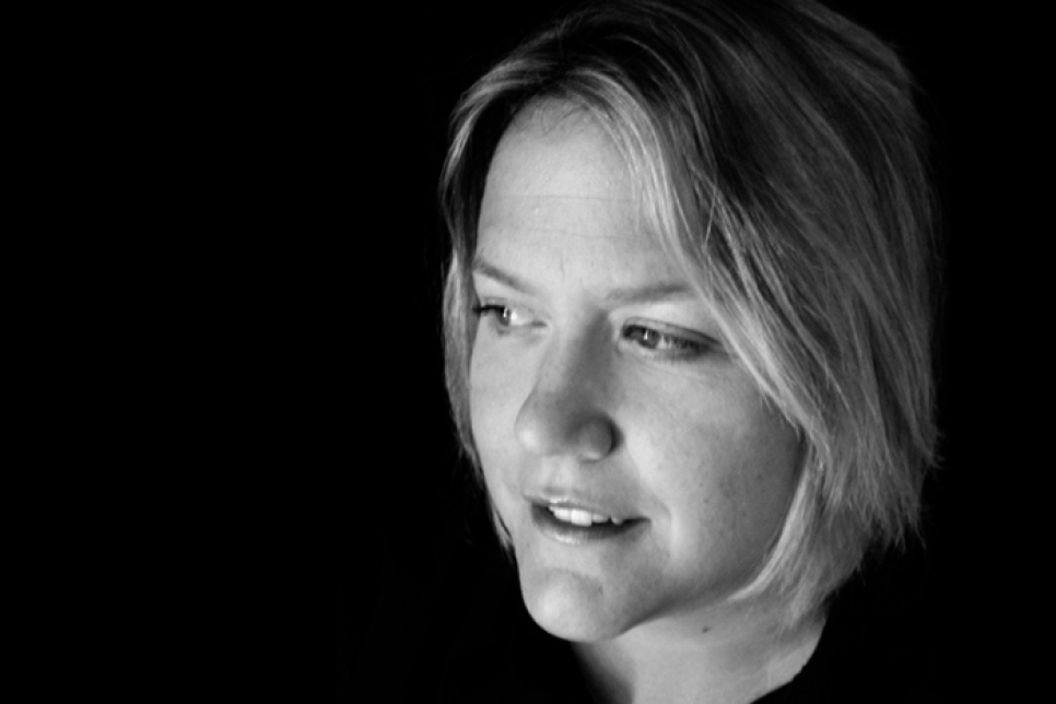 A black and white portrait of author Tiffany Murray